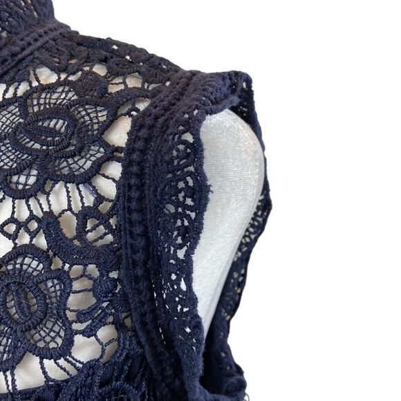 Ladies Nenette Lepore Sleeveless Lace Top Navy Blue Size Small - Picture 7 of 14